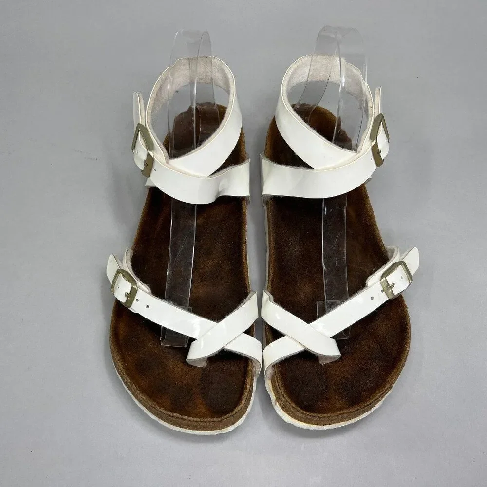 Birkenstock‎ Women's Size 7 Mayari White Patent Leahter Birko-Flor Sandals